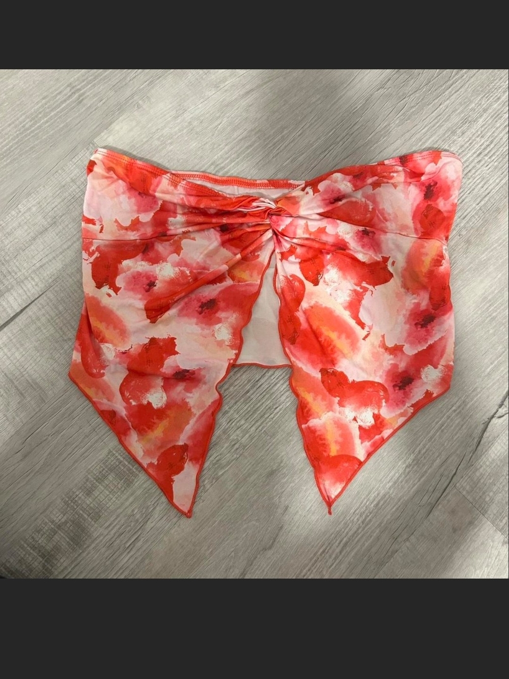 SHEIN Coral Pink Floral Bandeau Top